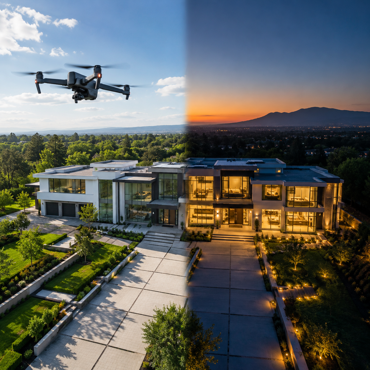 Professional Day & Evening Exterior Drone Photography Service