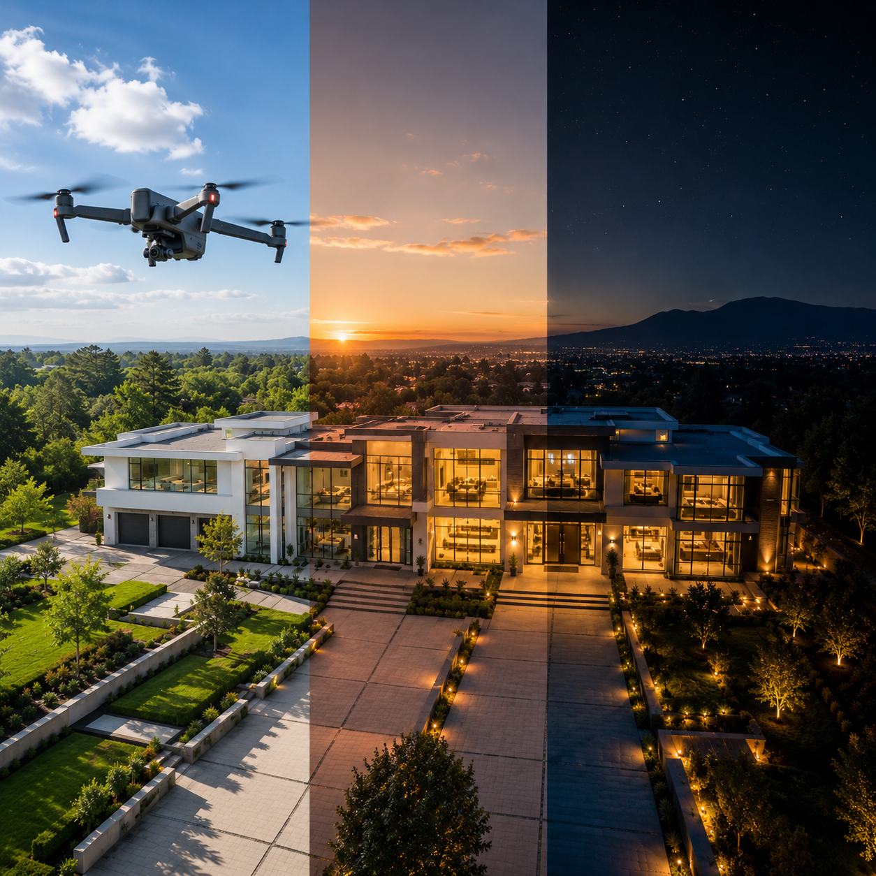 Professional Day, Evening & Night Exterior Drone Video Service